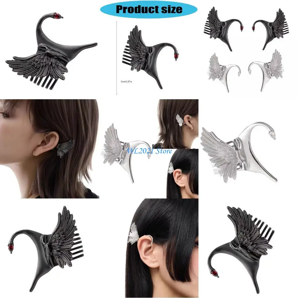 

G5GC Delicate Feathers Ear Jewelry With Hair Styling Function Sturdy Alloy Ear Clip for Layer Accessories