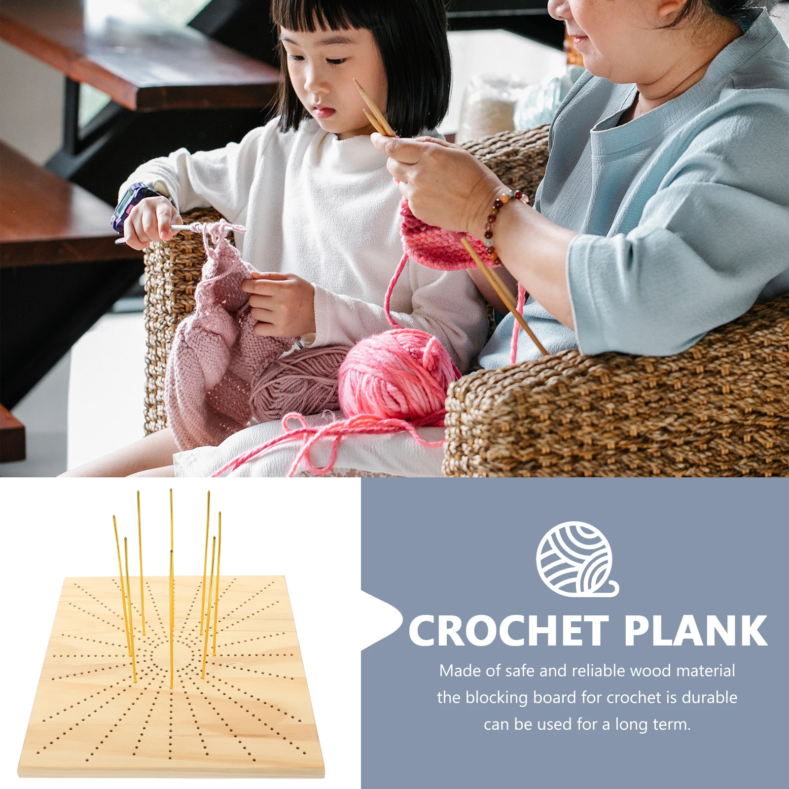 

Wooden Blocking Board for Crochet Knitting Handmade Sweater Tools Durable Weaving Supplies Positional Needles Large Size Crochet