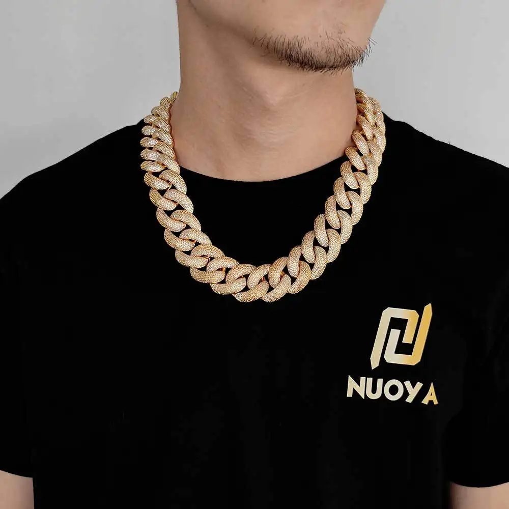 Cuban Link Chain Thick Hip Hop 25mm Full Diamond Bubble Cuban Trend Brand Clavicle Men's Zircon Wholesale