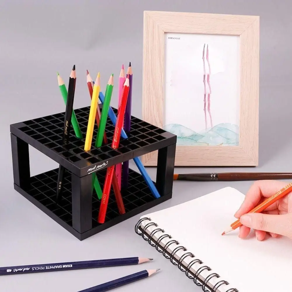 1Pcs 96 Holes Artists Art Paint Brush Holder Square Pen Holder Detachable Holds Up Storage  Pencil Stand Painting Brush Storage