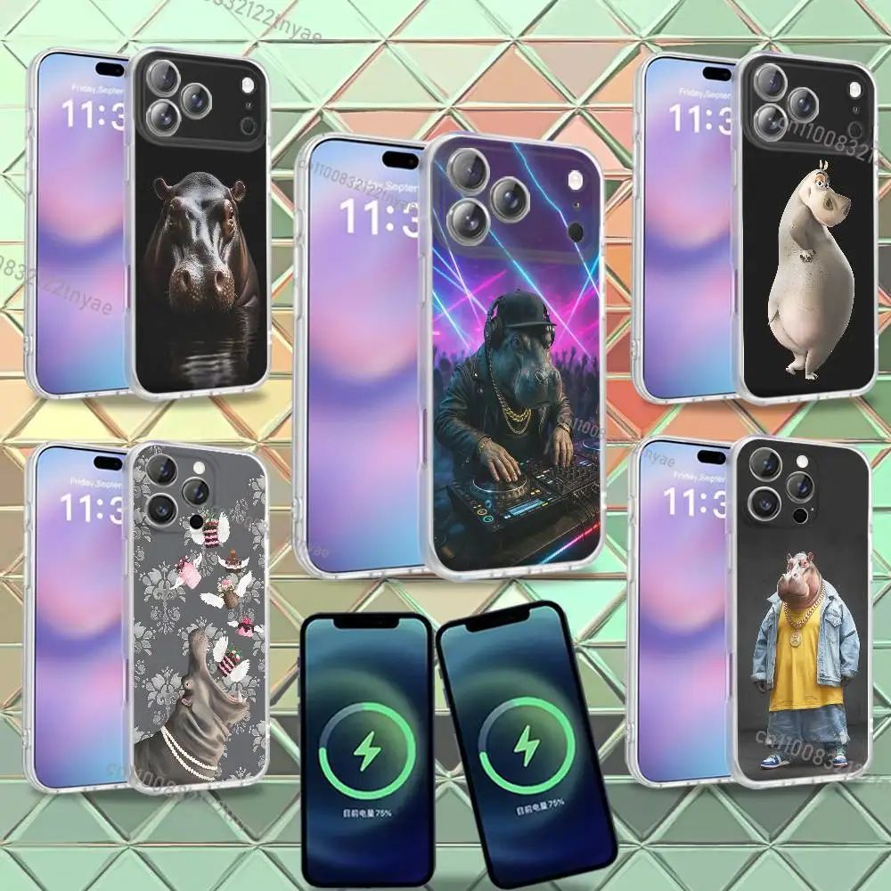 

Cute Hippo Hippopotamus For iPhone 17,12,11,14,13,15,16,Plus,Air,Pro,Max,E,Mini for Magsafe Magnetic Frosted Phone Case