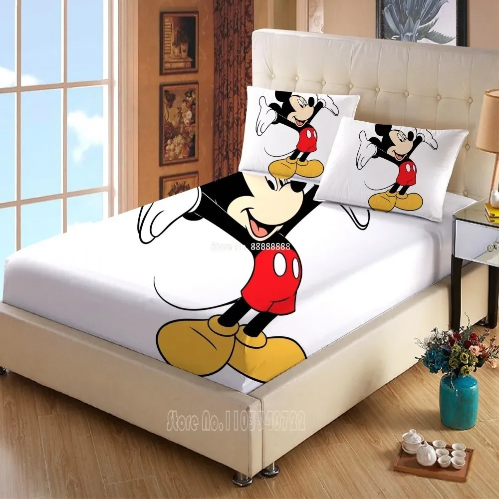 

Disney Mickey Mouse Anime Mattress Cover Fitted Sheet Bed Sheets Bed Linen for Child Kids Teen Bedspread Bedroom Decor