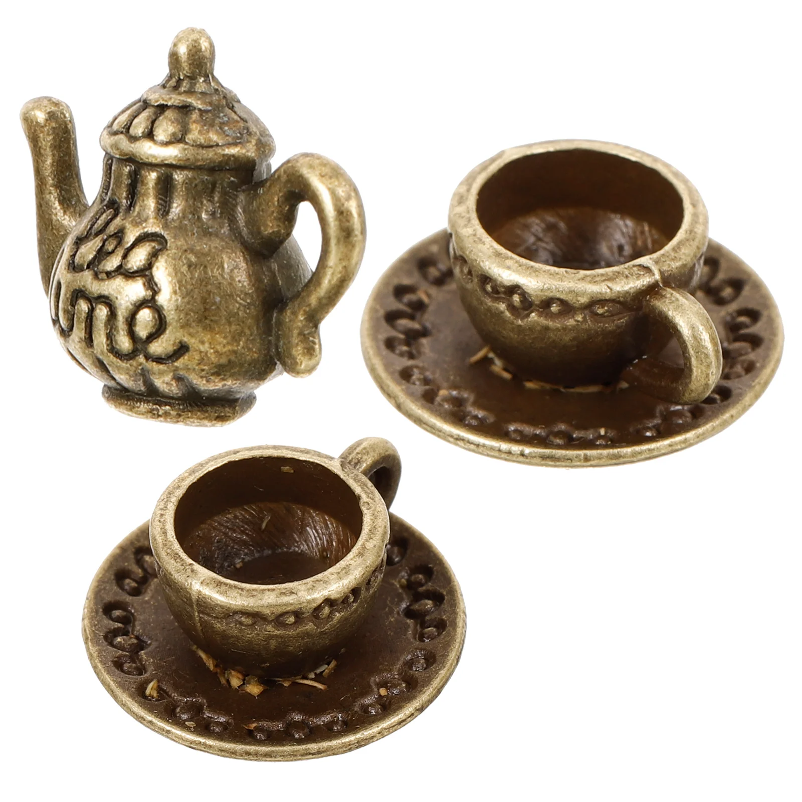 1 Set Miniature Tea Set Dolls House Mini Tiny Metal Tea Cups for Micro Landscape mini tea set