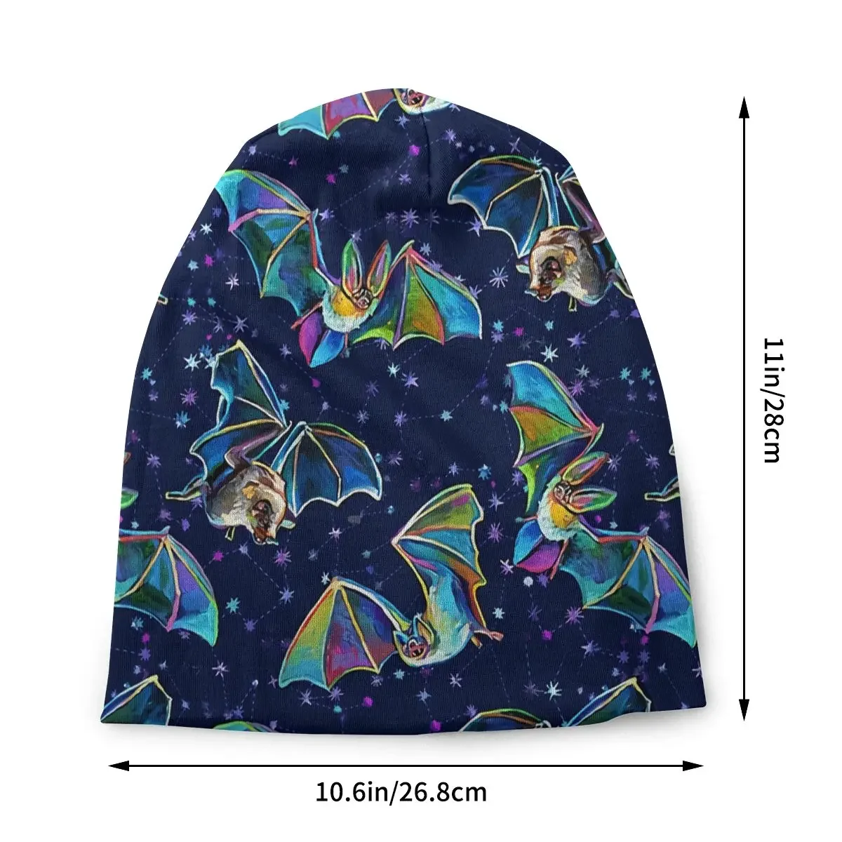 Psychedelic Bat Trio Pattern On Blue Bats Unisex Bonnet Winter Running Double Layer Thin Hats For Men Women