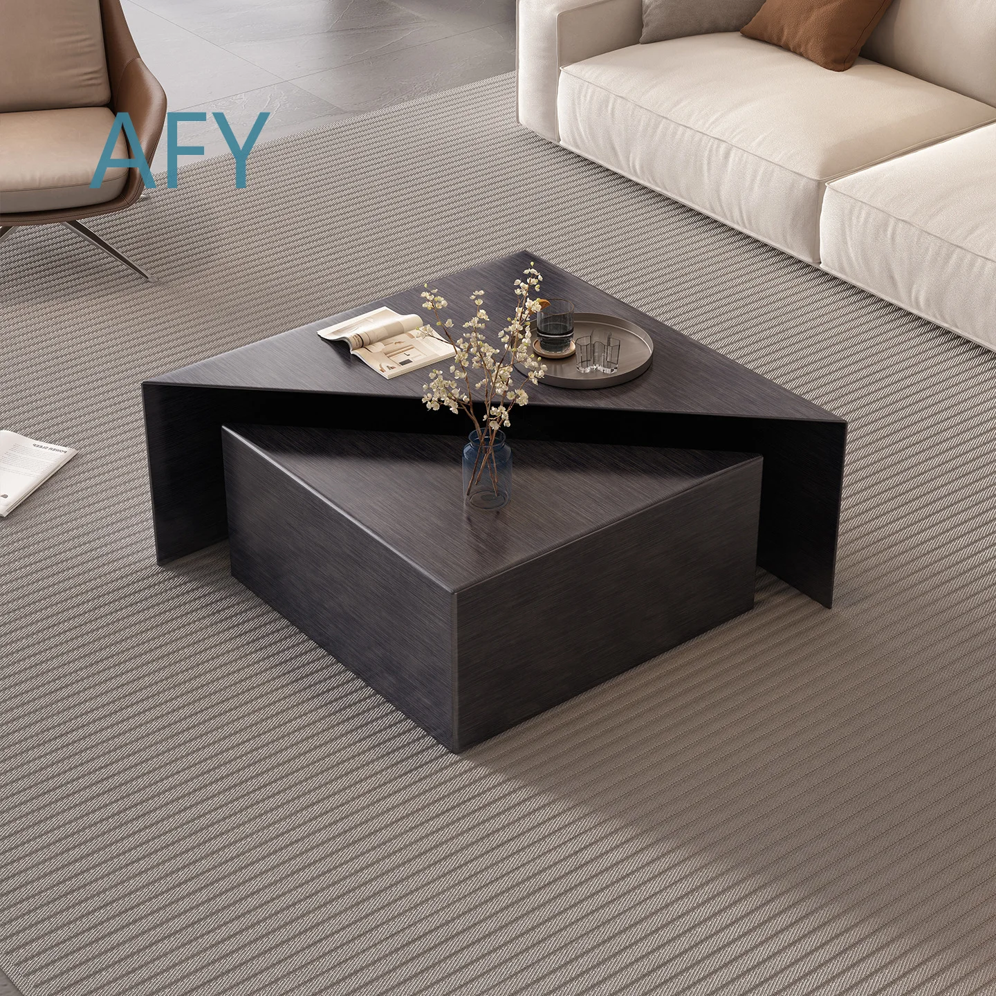 Italian Minimalist Stainless Steel Irregular Coffee Table for Modern Living Room Decor Light Luxury Tea Table for