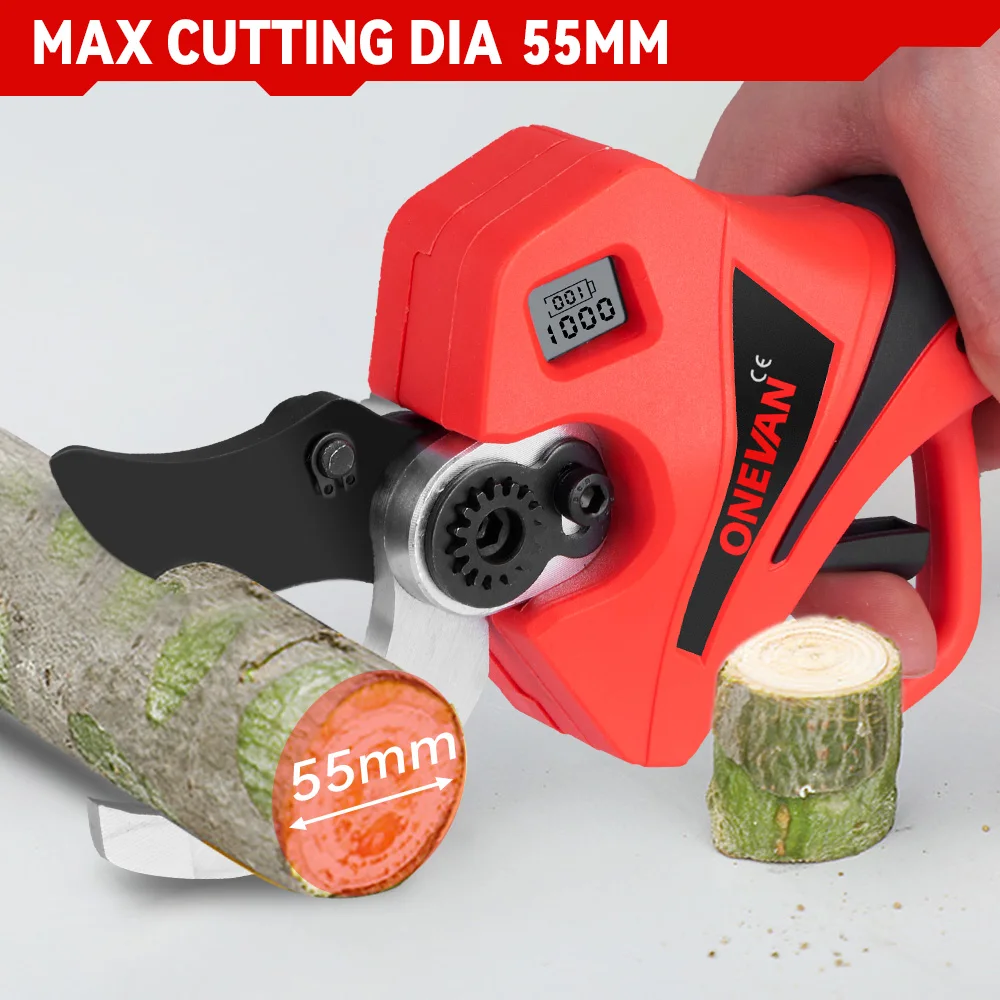 ONEVAN Brushless 55MM Electric Pruning Shears 2 Gears Electric Scissors Tree Branches Garden Pruning Tool For Makita 18V Battery