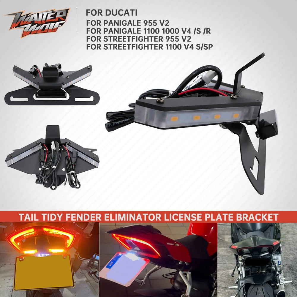 

Кронштейн регистрационной рамки номерного знака для Ducati Panigale Streetfighter 955 1000 1100 V2 V4, комплект аккуратного держателя светодиодного сигнала