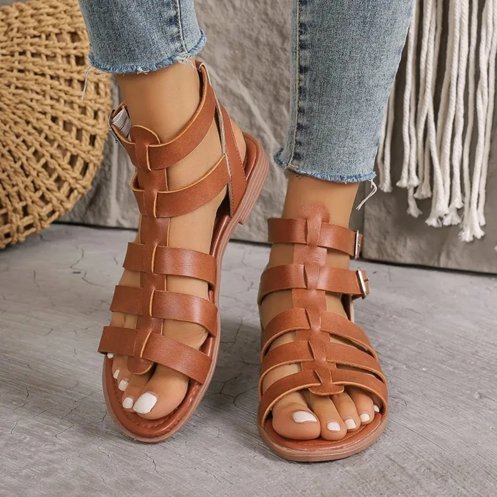 New Woman Trend Rome Women\'s Shoes Summer Sandals Female Daily Outdoor Solid Open Toe Flat Sandals Female Bohemia Beach Sandalen