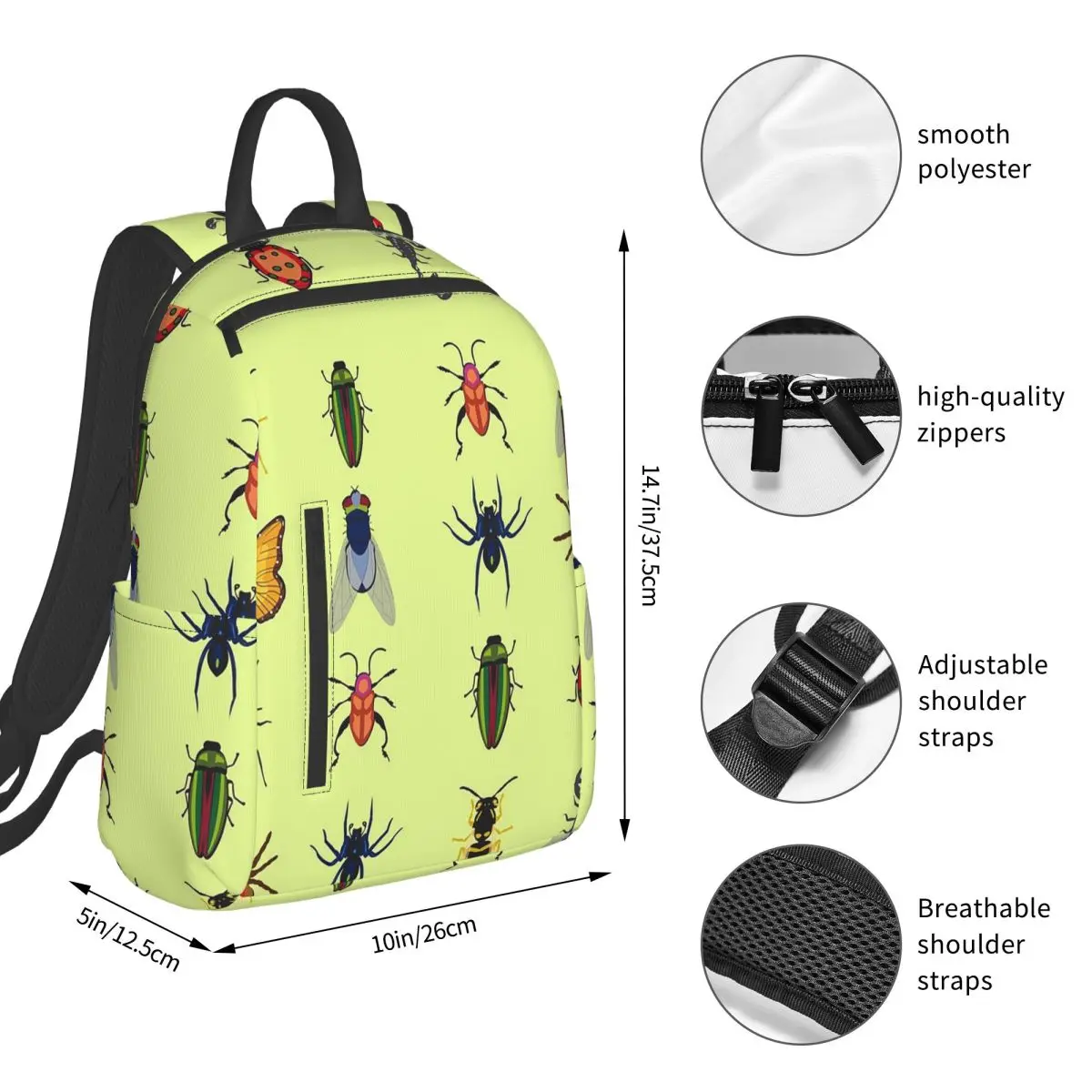 Insects  Backpack Student BookBag Boys Girls School Bag Computer Shoulder Bags Men Women