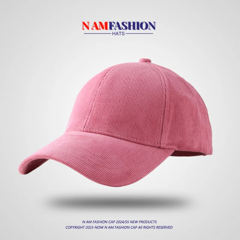 Hat women's autumn and winter light board corduroy hard top Korean version versatile cap solid color baseball cap men