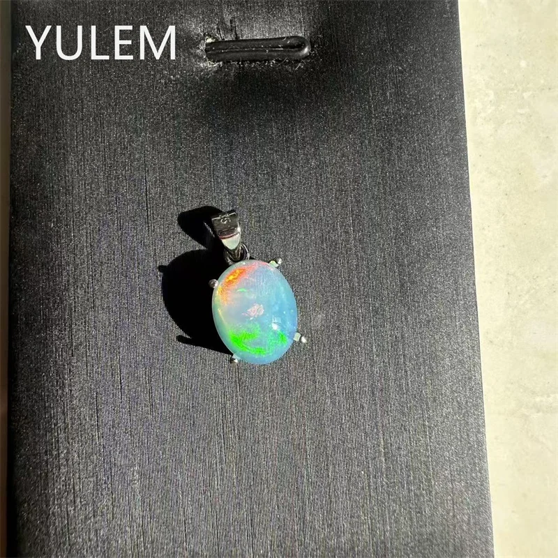 YULEM 925 Silver Natural 8x10mm Oval Opal Pendant  Color Play Gemstone Women Necklace Pendant Elegant Fine Jewelry