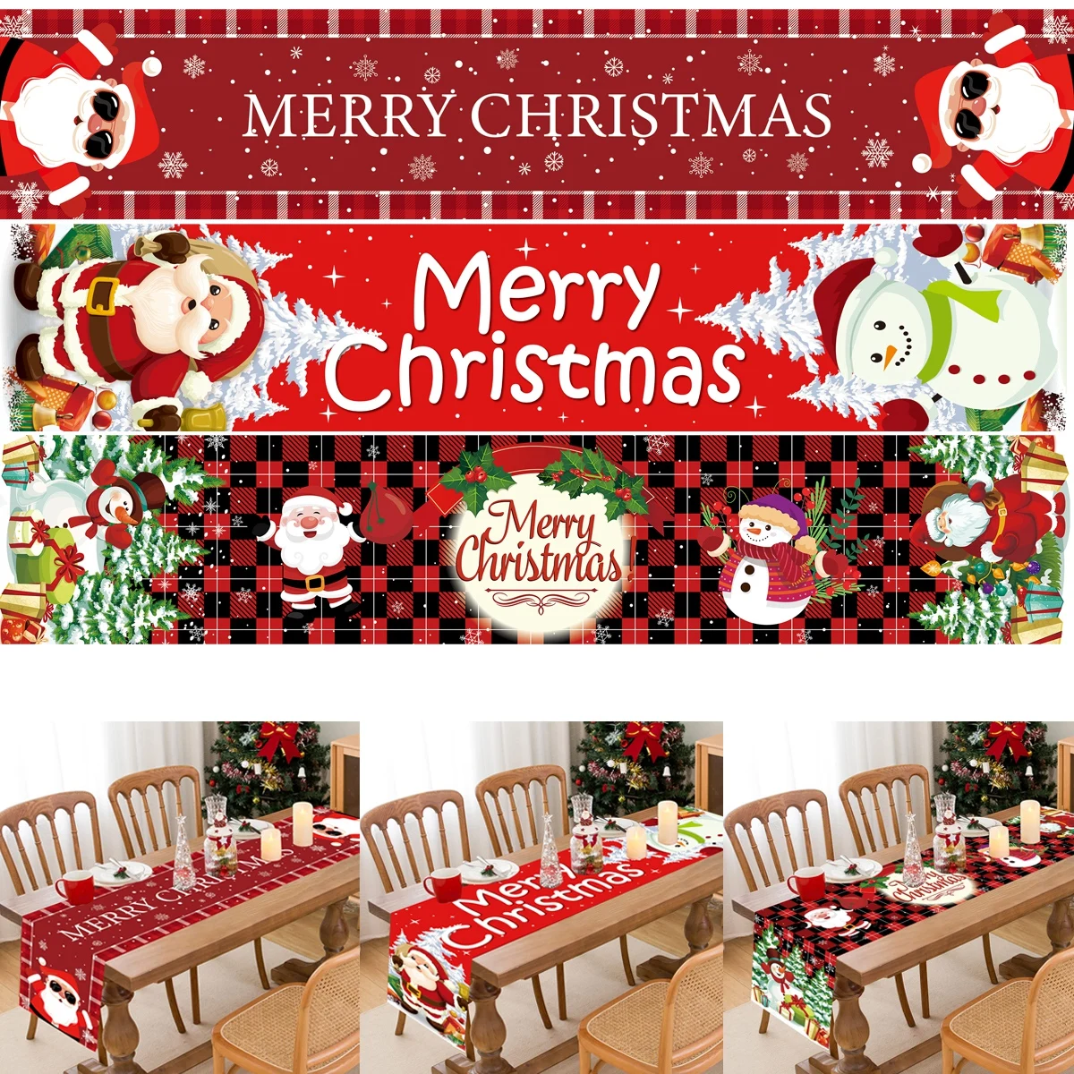 Merry Christmas Santa Claus Table Runner 2023 Christmas Decoration For Home Xmas Gifts Cristmas Gifts Navidad Natal New Year