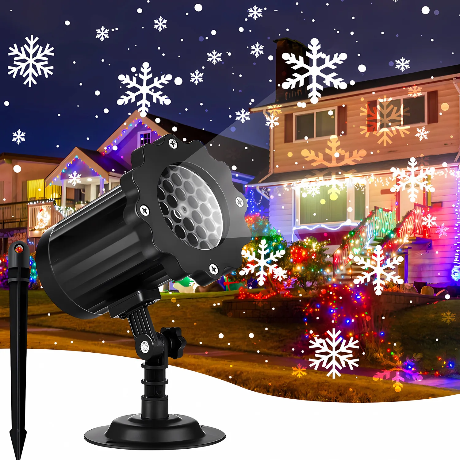

High-Brightness Snowflake Projector Light Outdoor Waterproof, Christmas Lawn Atmosphere Night Lamp for Garden
