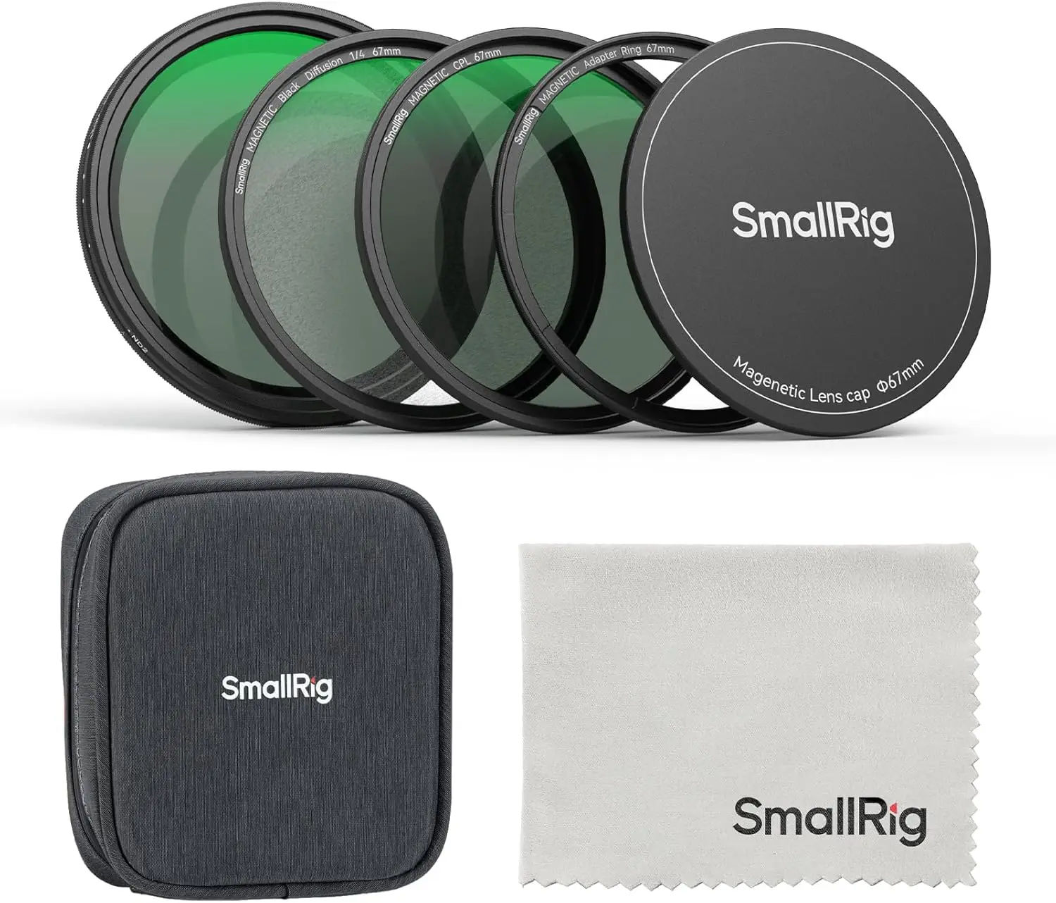 

5-in-1 Magnetic 67mm Lens Filter Kit: VND, CPL, Black Mist with Adapter Ring and Accessories for Camera and Phone