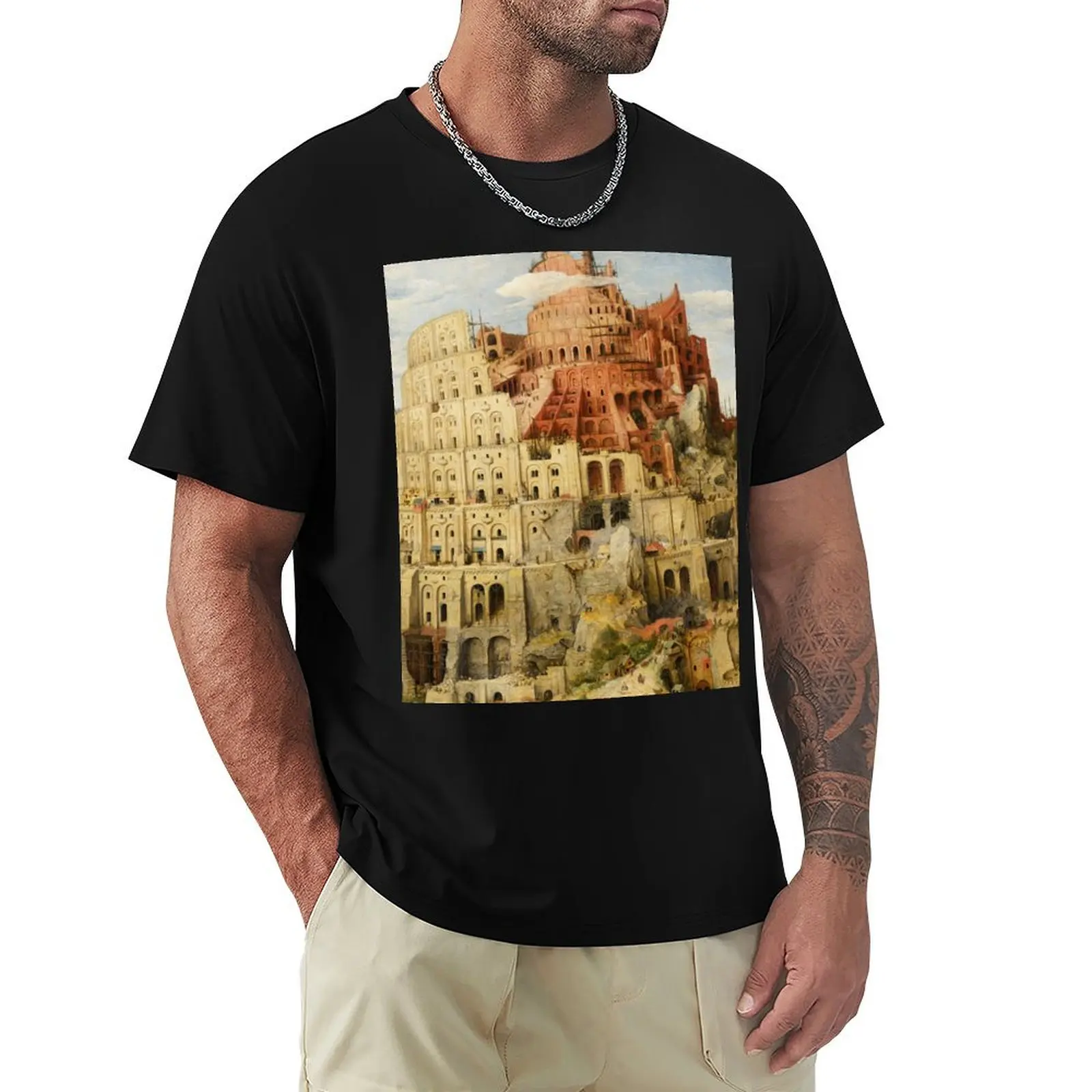 Pieter Bruegel Tower of Babel T-Shirt Plus Size Loose Fit T-Shirt