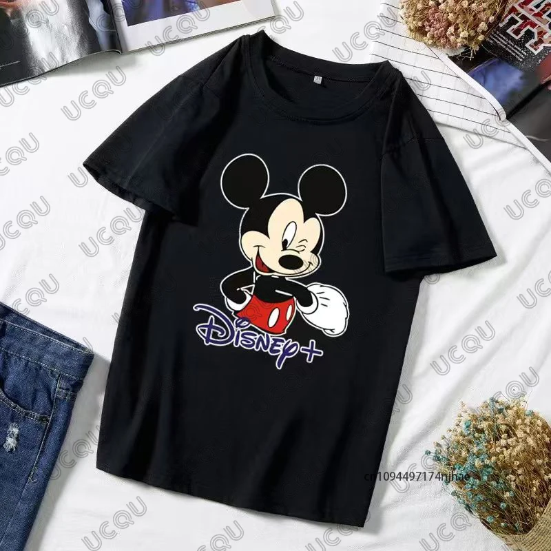 2026 جديد ديزني ميكي ماوس طباعة القطن الأزواج تي شيرت للرجال النساء الصيف قصيرة الأكمام س الرقبة تيز عادية المتضخم القمم #3