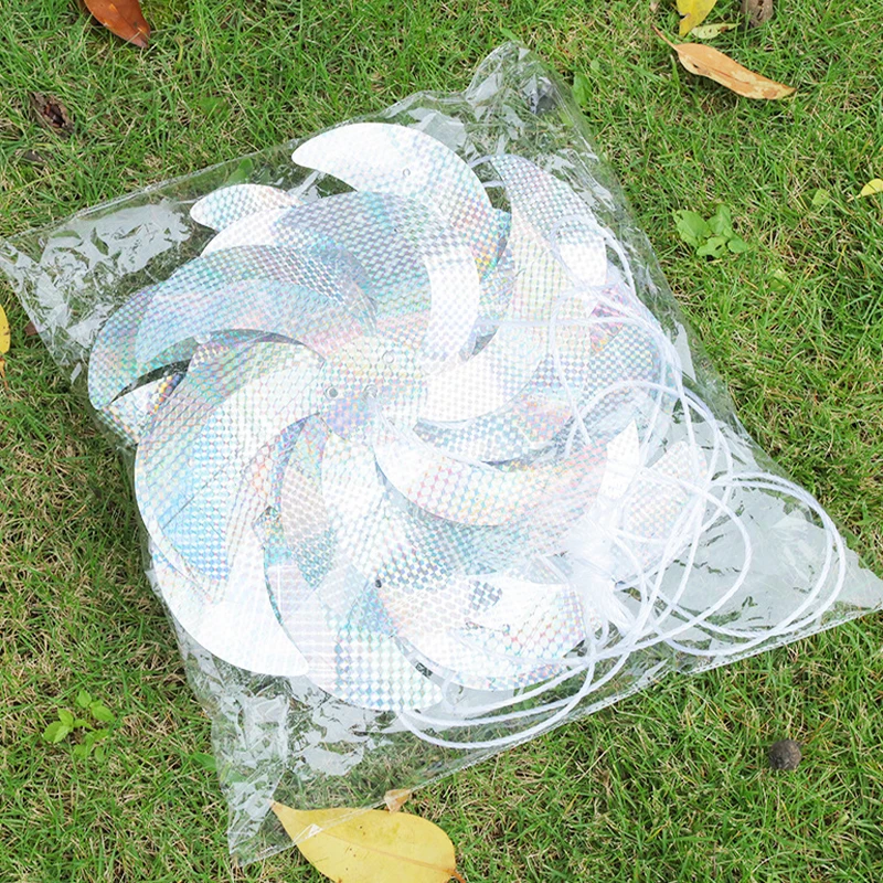 Wear-resistant Bird Repeller Windmill Reflective Anti Bird Laser Silver Windmill String For Outdoor Garden High-speed Rotation
