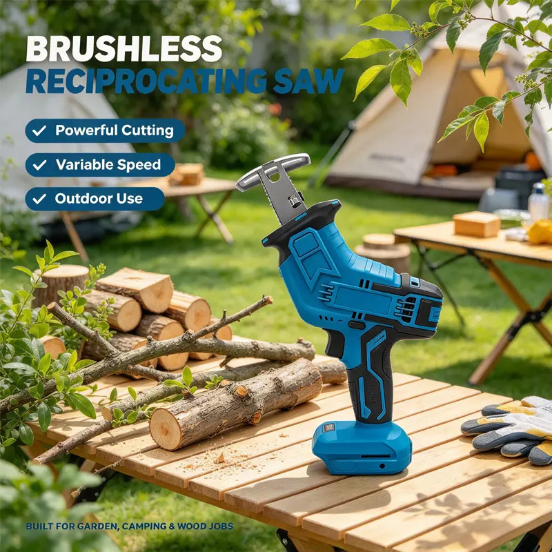 Cordless Electric Reciprocating Saw Handheld Power Tool for Wood Metal Pipe Construction DIY Projects No Battery Included Perfec