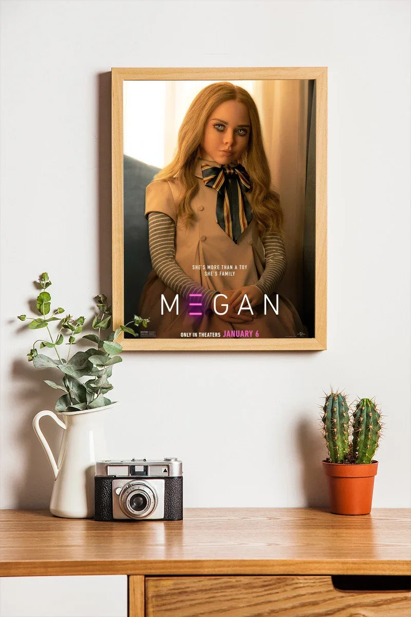 ملصق فيلم رعب M3gan ، فيلم جدارية ، لوحة قماشية ، رسم جداري ، جماليات جدارية ، مطبوعات دمية رقص ، ديكور منزلي