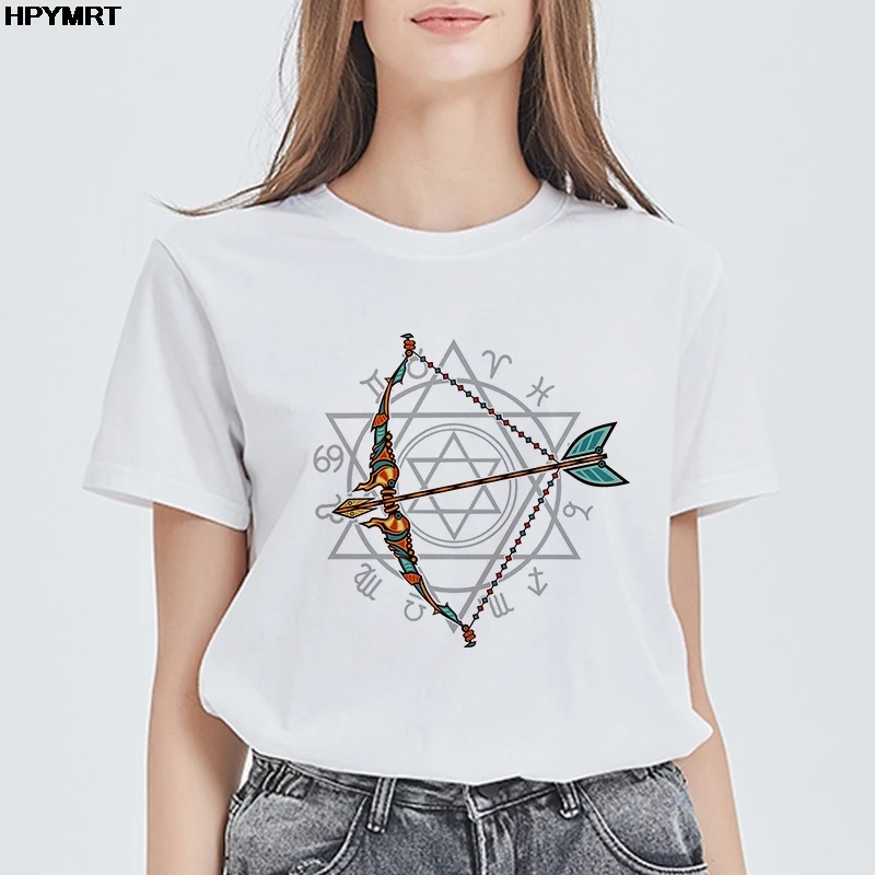 Summer New 90 ’s Sagittarius Printed Short Sleeve Tshirt Print Clothing Women's O-neck T-Shirt Harajuku Graphic Clothes Tops Tee