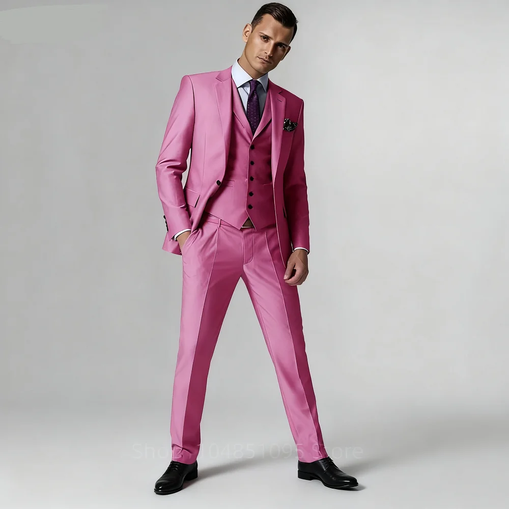 

Men's Formal Terno Set with Notched Lapel Celebrity 3-Piece Two-Button Blazer Vest Pants Suits for Special Occasions