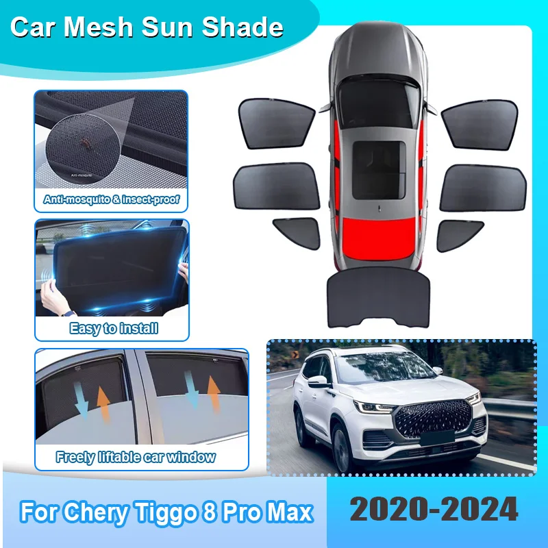 

Солнцезащитный козырек для Chery Tiggo 8 Pro Max 2020-2024: сетчатая шторка на лобовое стекло, теплоизоляция, аксессуары для автомобиля