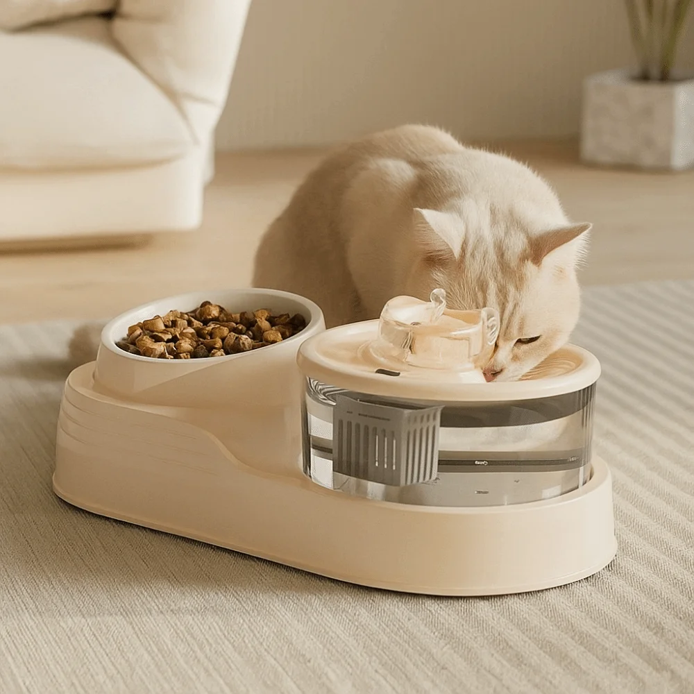 

USB Charging 2-in-1 Pets Water Fountain Auto Filter Large Capacity Pet Water Dispenser Neck Protection Mute Pet Feeder Cats Dogs