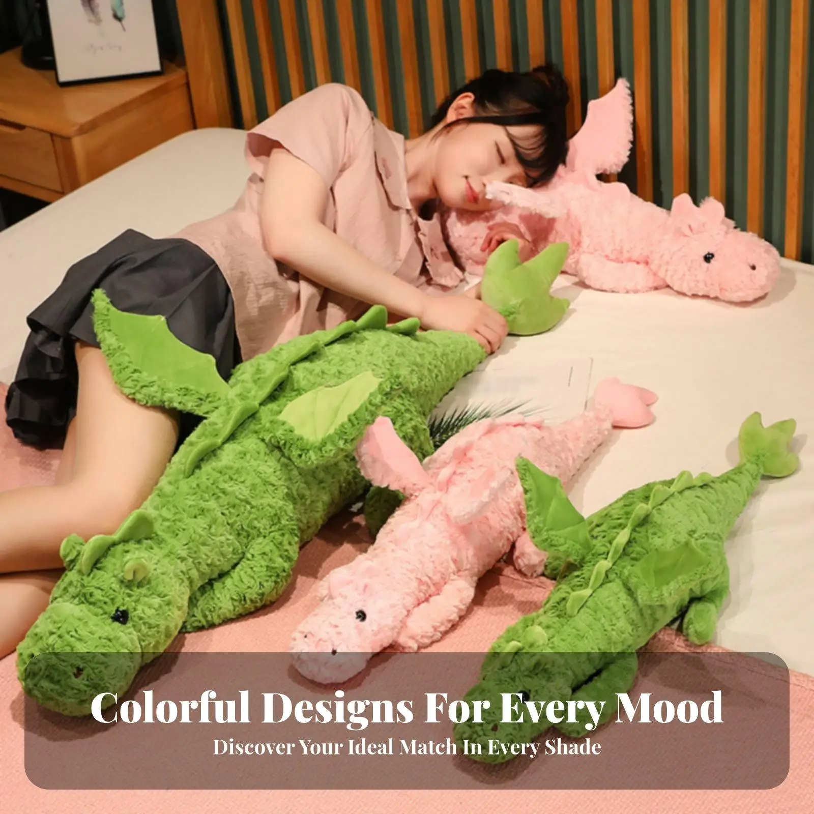 Cute Dragon Plush Doll Stuffed Dinosaur Toy Long Body Cuddly Pillow Soft Plush Animal for Kids Adults Comfort Fun