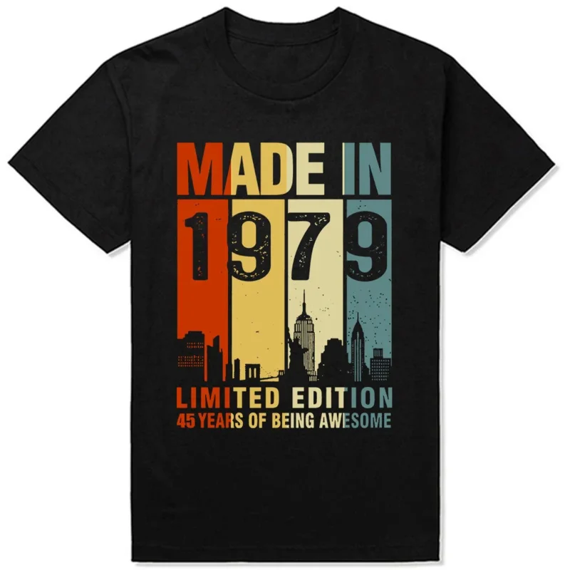 

Men's Short-sleeved T-shirt, Cotton T-shirt, Summer Tops, Limited Edition, 45 Years of Amazing Gifts, Made in 1979