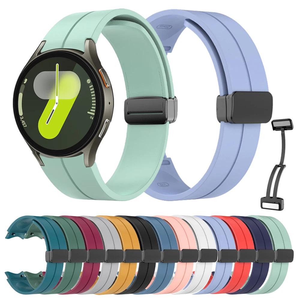 No Gaps Strap For Samsung Galaxy Watch 7 6 4 5 Pro 40mm 44mm Bracelet Watch 6 4 Classic 47/46/42mm Magnetic Buckle Silicone Band