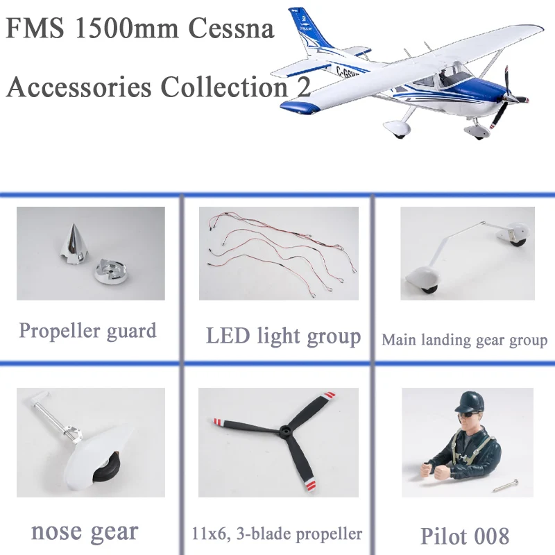 Fms 1500mm Cessna Accessories Collection 2 Cockpit Screw Set Landing Gear Set Connection, Etc