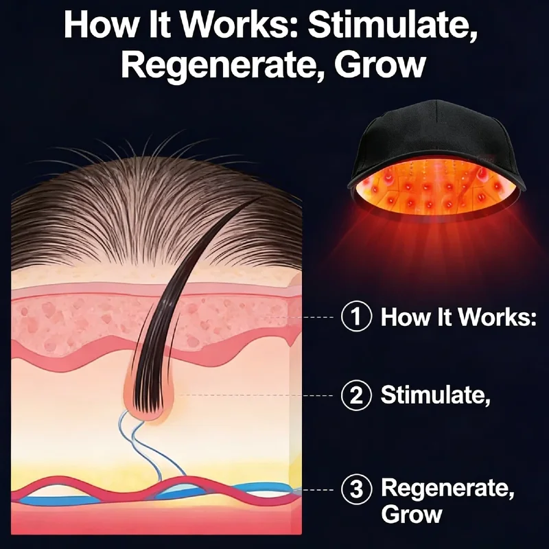 

Лазерный шлем HLKGO с двойной длиной волны для роста волос, 650 нм 660 нм, лазерная кепка для восстановления волос для мужчин и женщин, для домашнего ухода