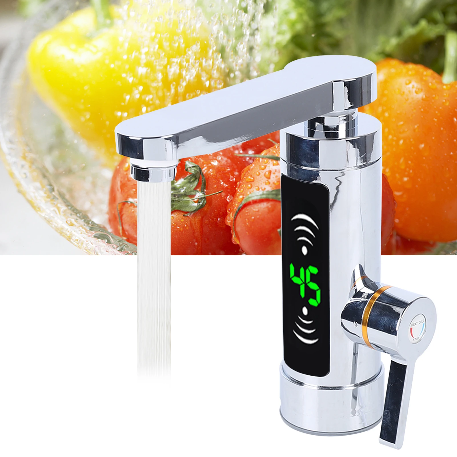 Kitchen Faucets Digital Display of Electric Fast Heating Hot Water Faucet 3300W