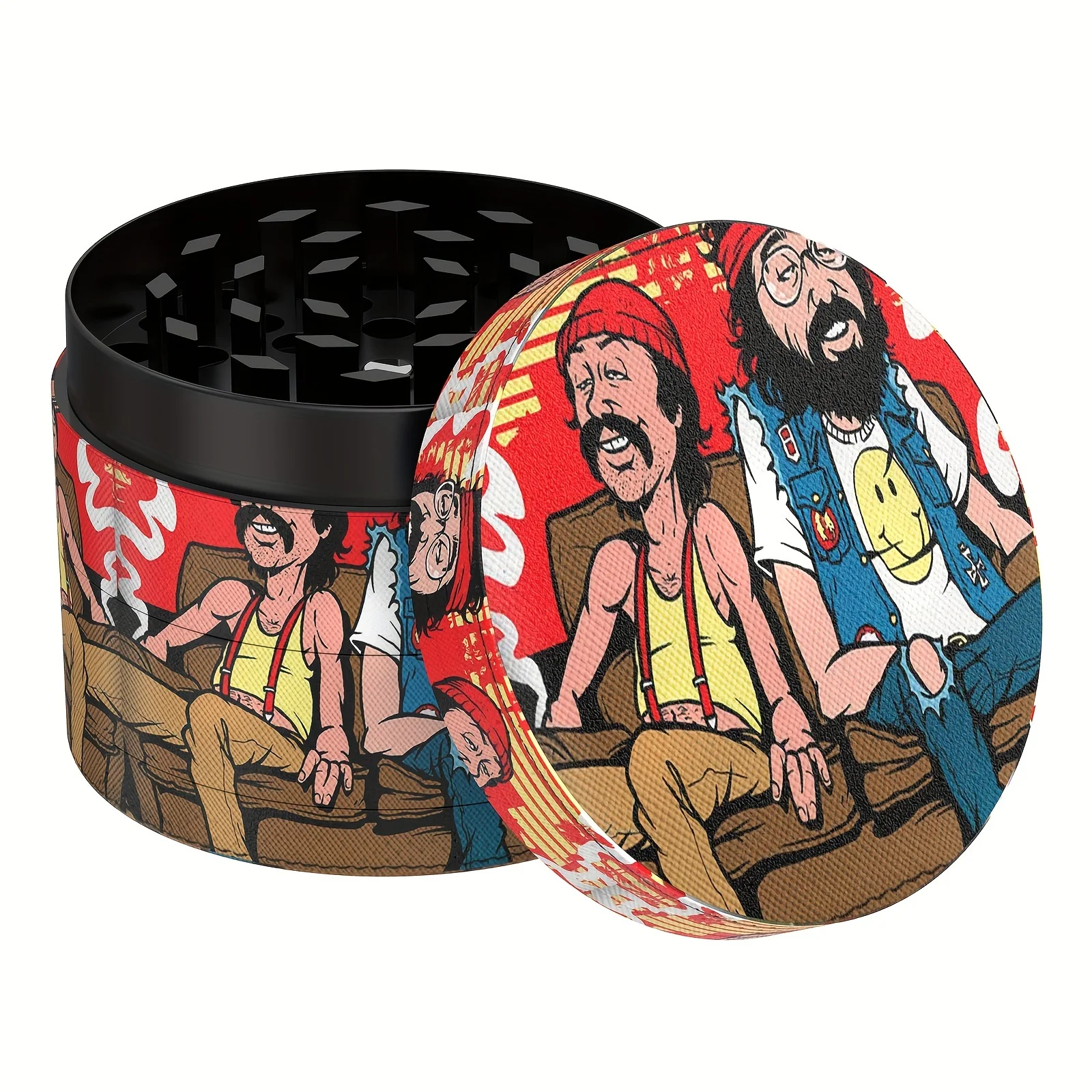 Cartoon Pattern Four-Layer Metal Herb Grinder, Spice and Pepper Grinder, Mortar and Pepper Grinder, Tobacco Grinder, Kitchen