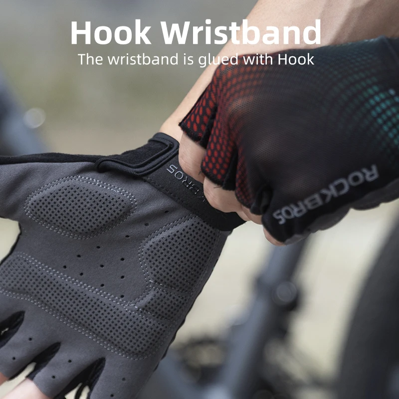 ROCKBROS Spring Summer Short Cycling Gloves Shockproof Non-Slip MTB Road Bicycle Gloves Microfiber Palm Protection Fashion Glove