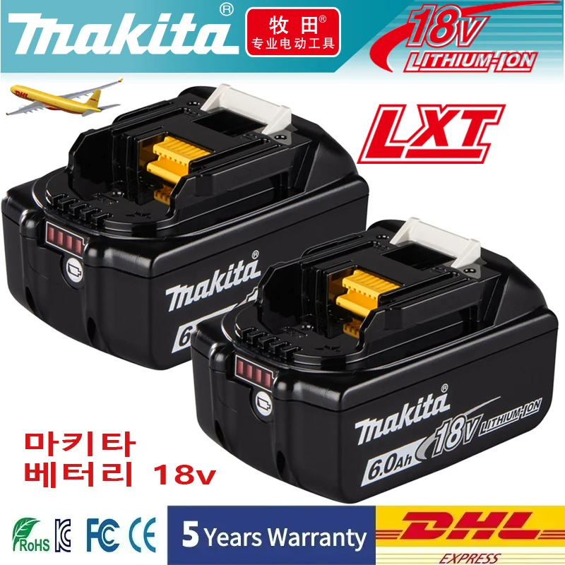 100% Original Makita 6Ah/5Ah/3Ah para batería Makita 18V BL1830B BL1850B BL1850 BL1840 BL1860 BL1815 batería de litio de repuesto