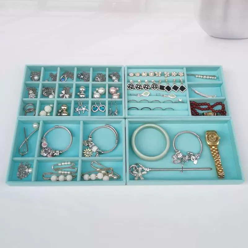 High-quality Velvet Multi-color Jewelry Storage Display Tray Four Sets Of Jewelry Box Ring Earrings Pendant Display Props
