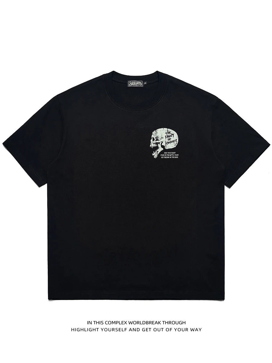 

Дышащая футболка из чистого хлопка с принтом, свободная футболка ort Sve Youth Faion, дизайн с головой скелета, повседневный летний топ