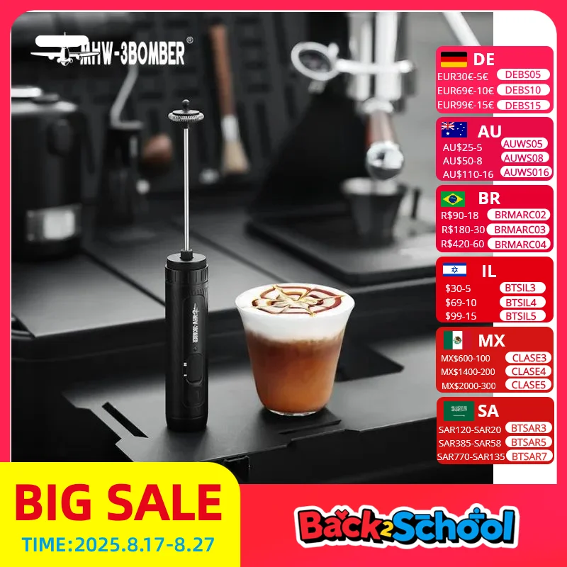 

MHW-3BOMBER Official New Electric Milk Frother Handheld Wireless Blender Latte Cream Egg Beater Food Blender