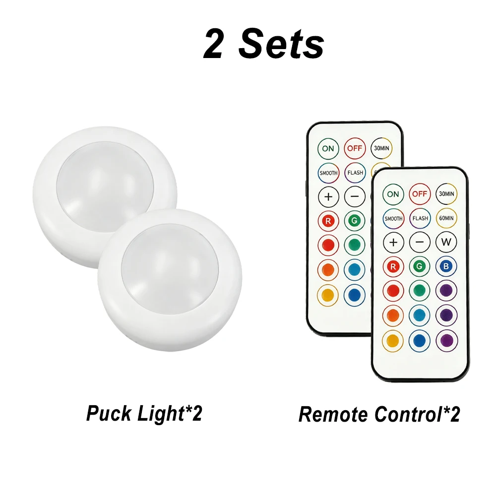 Für Bambu Lab Puck Lights Fernbedienung RGBW Bambu Lab KC007 3D-Drucker Kabelloses 16-Farben Rundes LED-Lampen-Set Timer Dimmbares LED-Kit