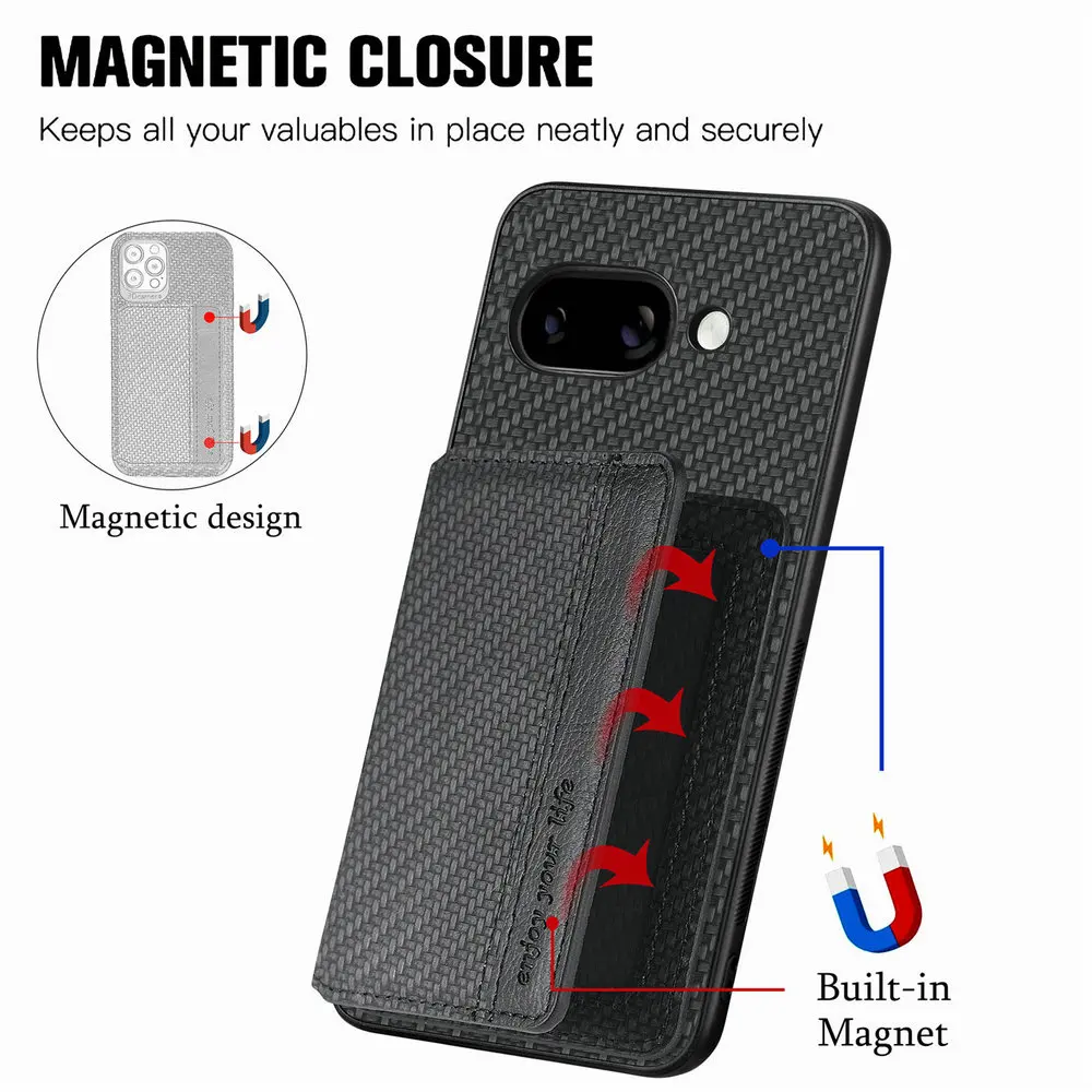 Etui z klapką do Google Pixel 11 10 10A 9A 8A 7 A 6, skórzane etui z panelem tylnym RFID na karty, pokrowiec na telefon Pixel 9 Pro XL 8 7A 6A 7 Pixel10 — zdjęcie produktu 2