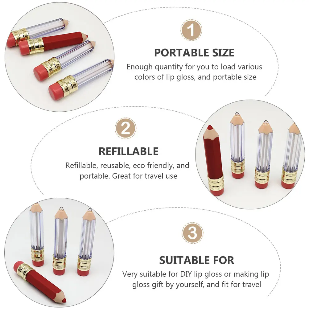 

20Pcs Empty Lipstick Tubes Pencil Shape Reusable Lip Gloss Vials for Personalized Great for Beginners Travel and
