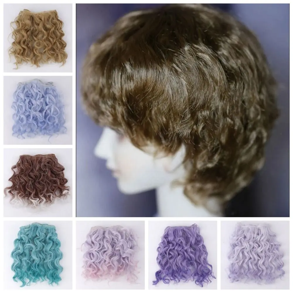 Wysokotemperaturowy drut do włosów BJD DIY Krótkie kręcone włosy imitujące loki, kręcone włosy dla lalek BJD, frędzle z włosów, pas do włosów 15x100cm