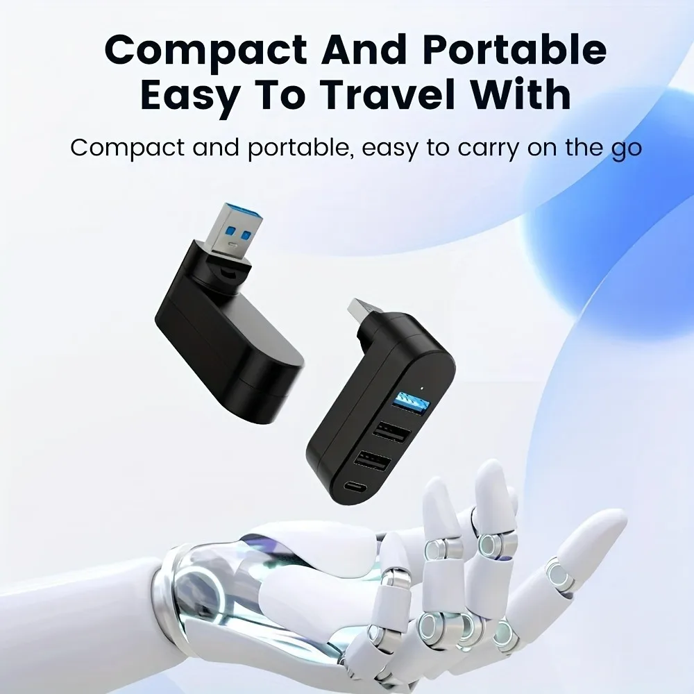 180° Rotatable 4 Ports USB 3.0 2.0 Hub Type C High Speed Data Transfer U Disk Splitter Flash Drive Adapter For Laptop MacBook PC image 6