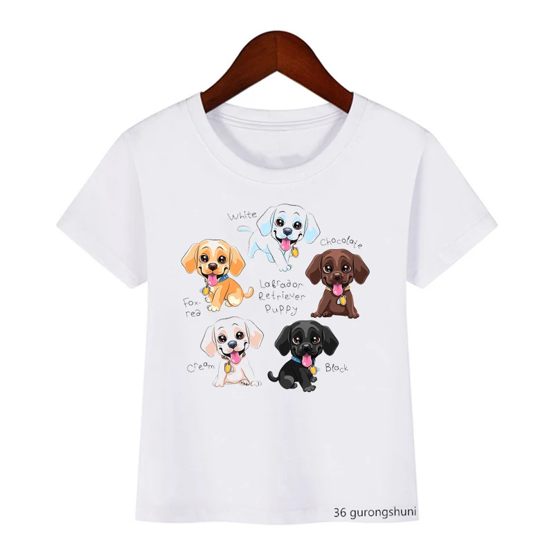 

T-Shirt Foe Boys/Girls Cute Labrador Retriever Pappies Animal Print Kids Tshirt Fashion Boys Girls Universal Clothes Baby Tshirt