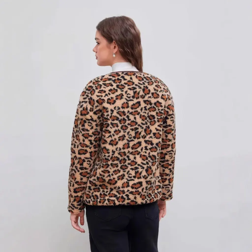 

Winter Women's Street Fashion Coat Lamb Wool Animal Pattern European American Style New