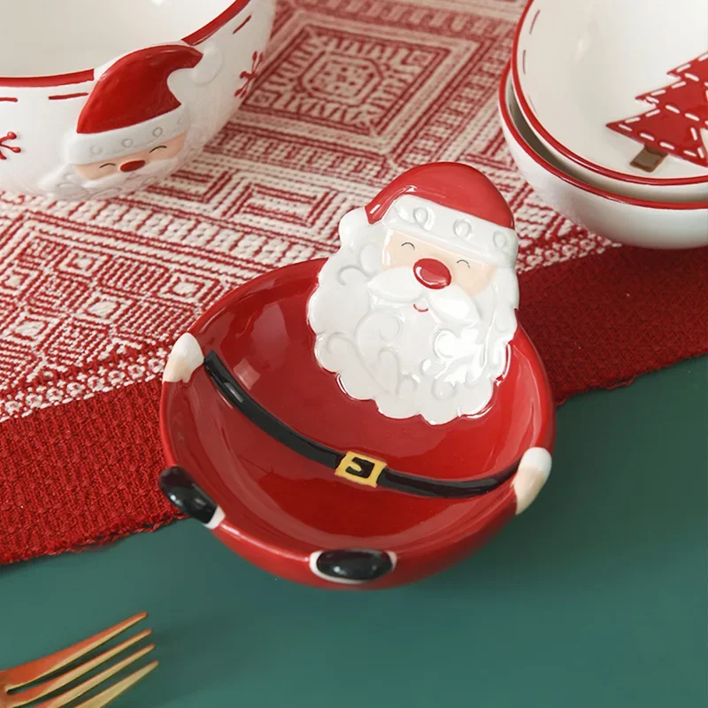 

Nordic Santa Claus Ceramic Bowl Creative Relief Breakfast Oatmeal Salad Bowl Noodle Rice Soup Bowls Christmas theme Tableware