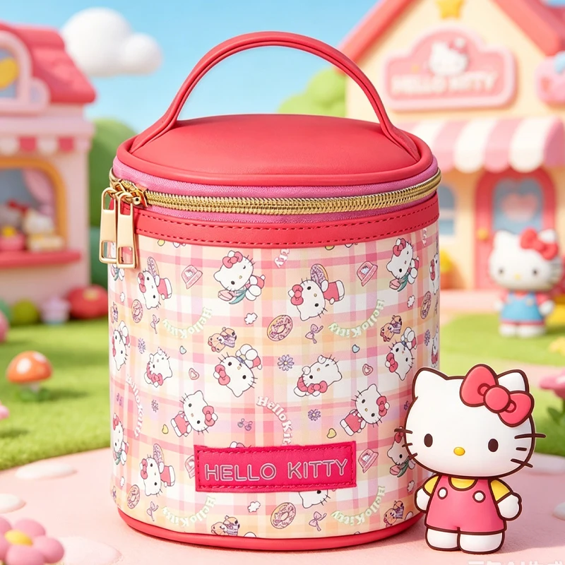 

Hello Kittys Round Cute Cartoon Drum Bag Full Print Portable Bucket Bag Girls Bags for Woman Printing Mobile Phone Bag