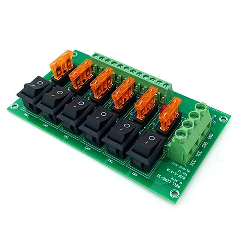 6 Position Switch Power Distribution Module Fuse Splitter Board AC/DC 5-32V