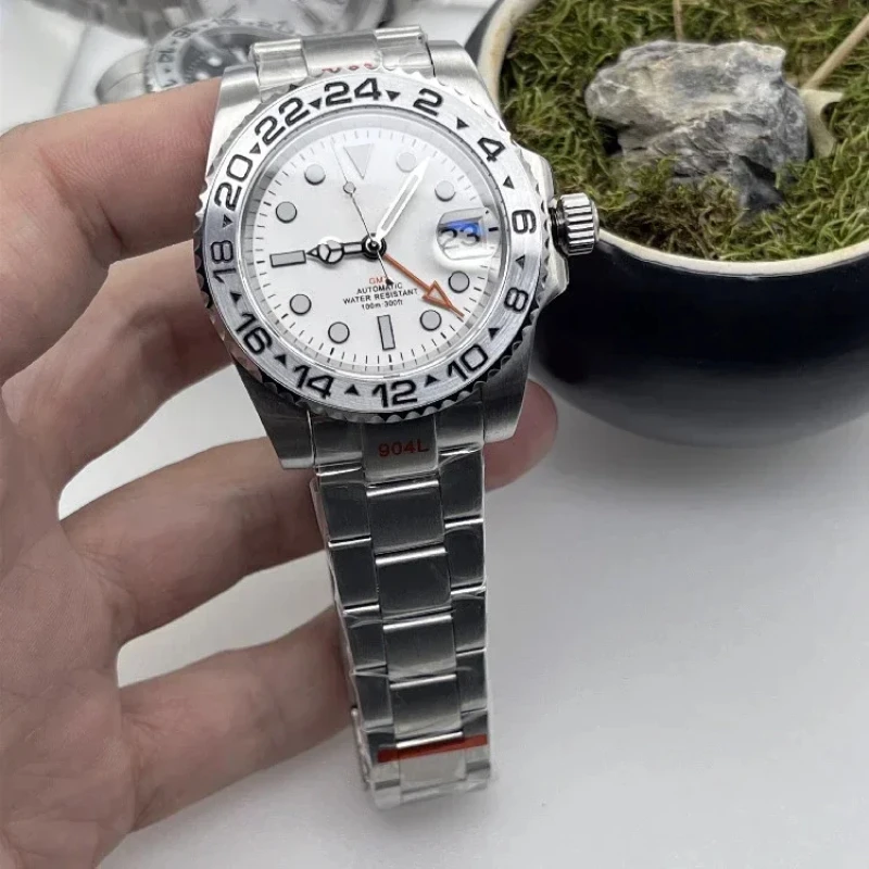 NH34 Mechanical Business Table GMT Water Ghost Luminous Circular Automatic Movement Mechanical Watch Precision Steel Watch 41mm